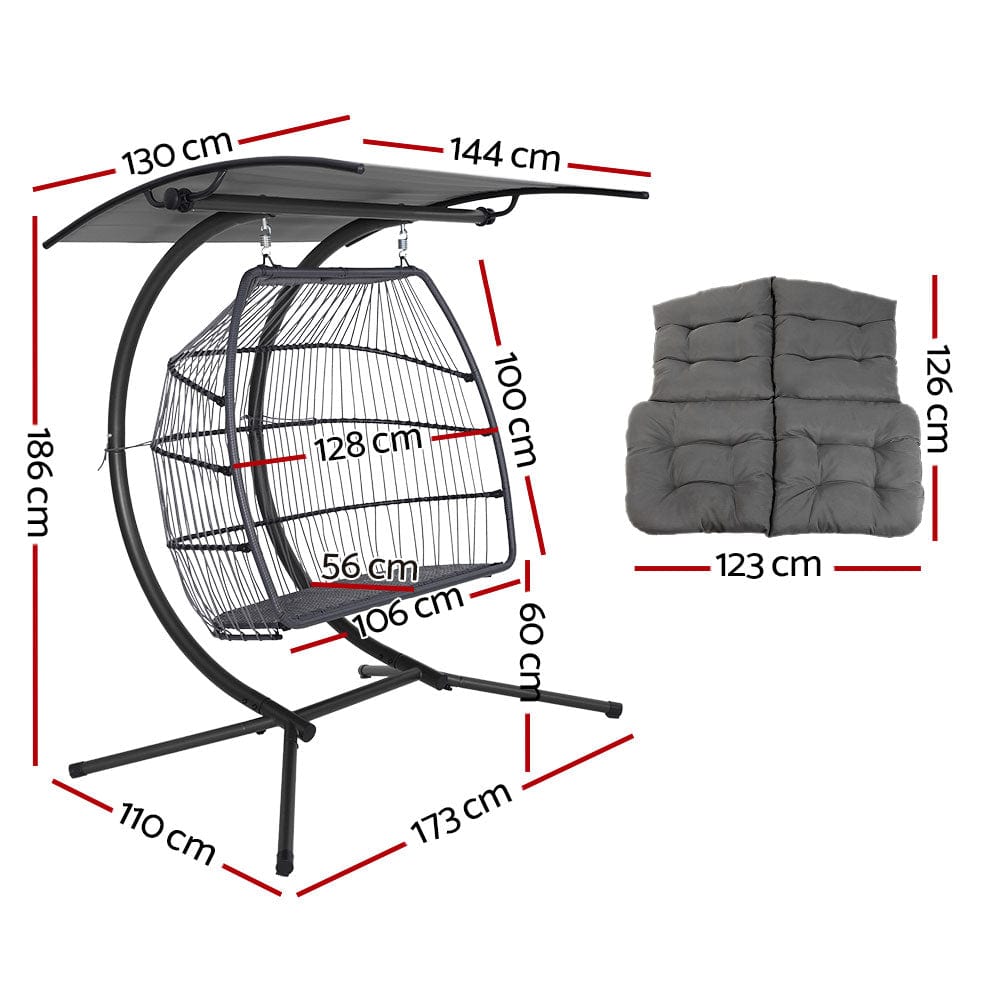 Gardeon - Double Hanging Swing Chair  - Grey