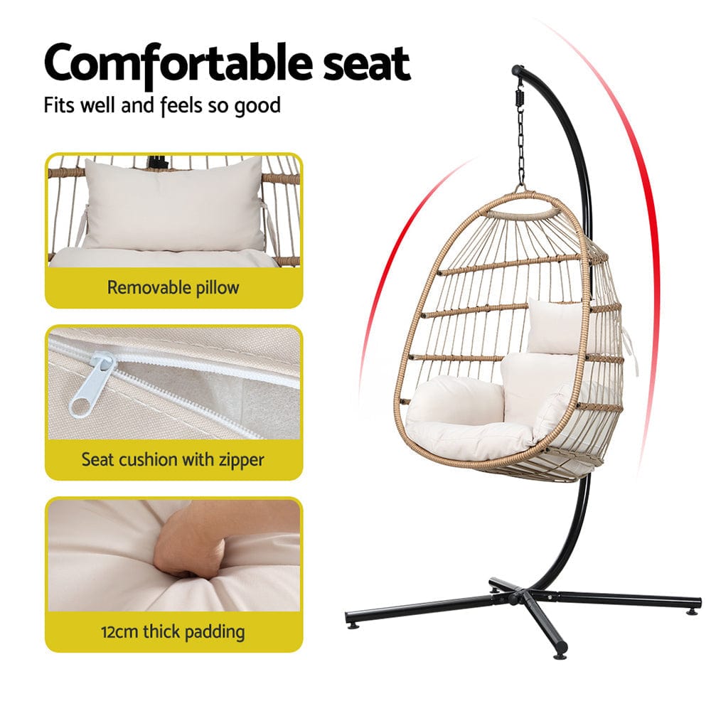 Gardeon - Egg Chair Swing Hammock With Stand