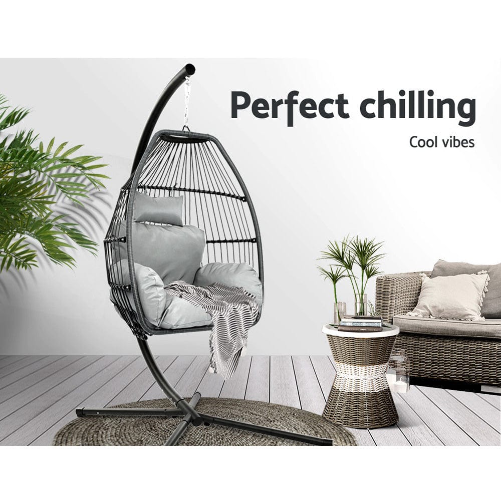 Gardeon - Egg Hammock Swing Chair - Grey