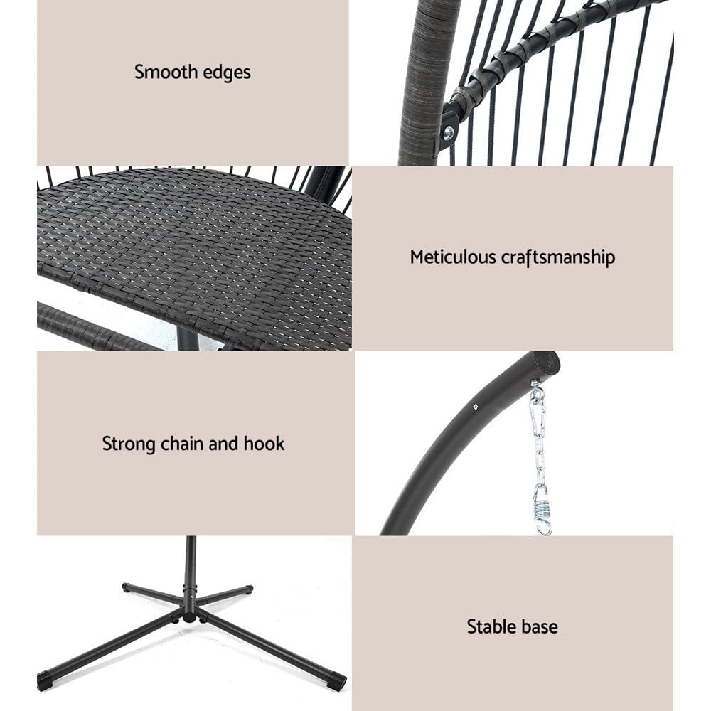 Gardeon - Egg Hammock Swing Chair - Grey