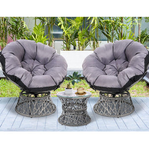 Gardeon - Papasan Outdoor Lounge Setting - Grey