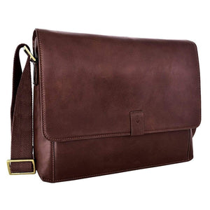 Hidesign Aiden mens Leather Messenger Bag - Dark Brown