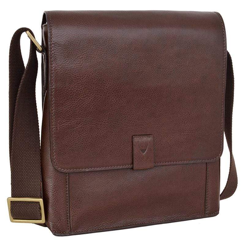 Hidesign Aiden Mens Leather Messenger Dark Brown