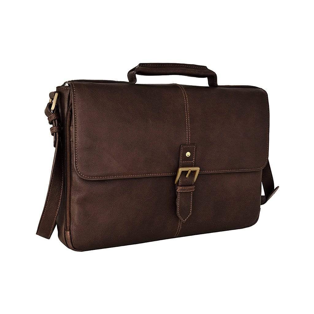Hidesign Charles Leather Briefcase - Dark Brown