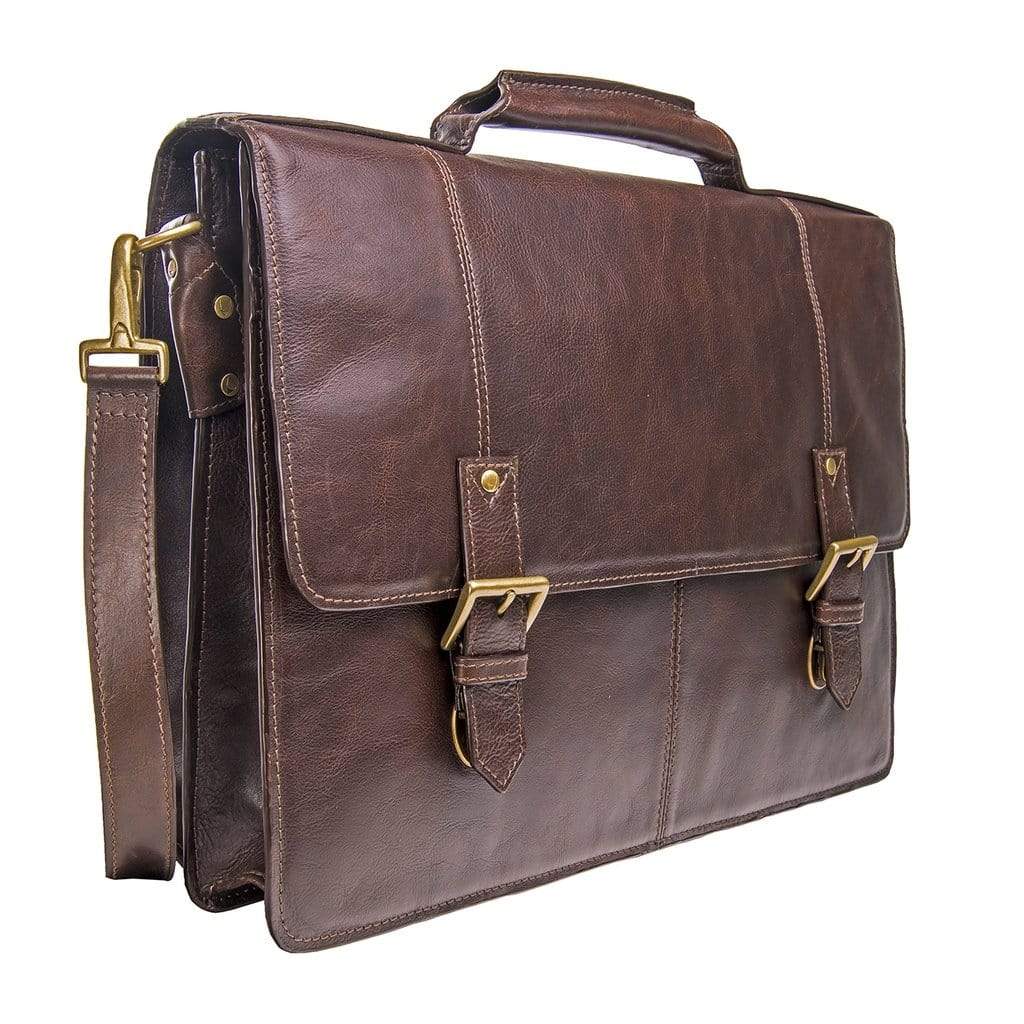 Hidesign Charles Mens Leather Briefcase Brown