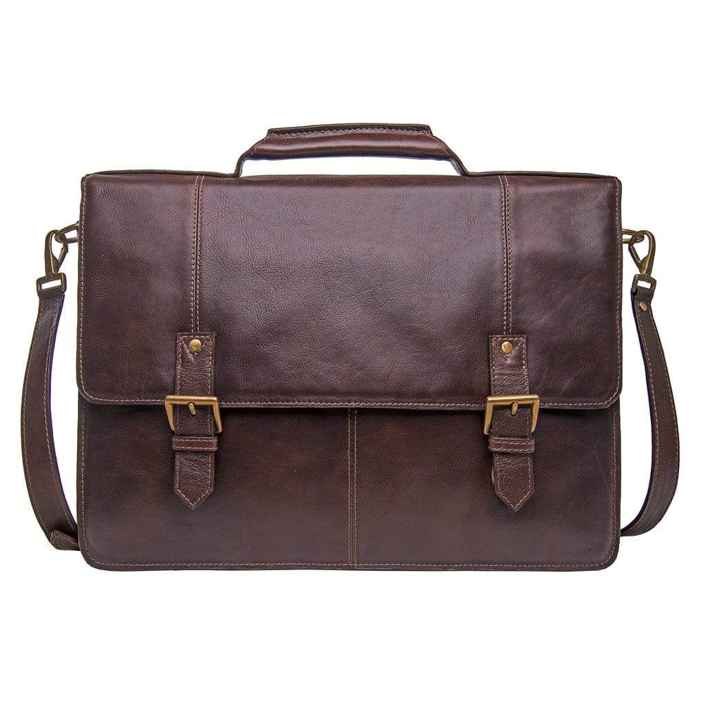 Hidesign Charles Mens Leather Briefcase Brown