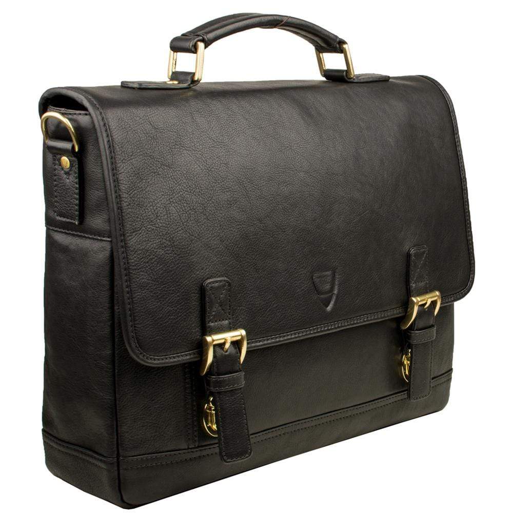 Hidesign Hunter Leather Briefcase - Black