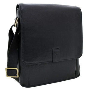 Hidesign Mens Leather Messenger Bag Black