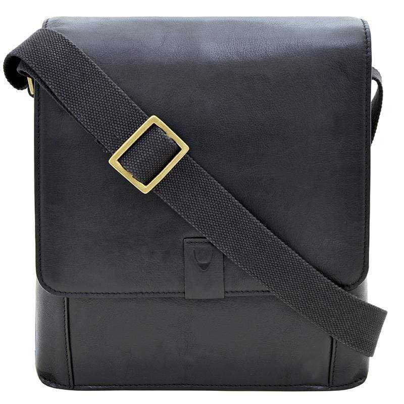 Hidesign Mens Leather Messenger Bag Black