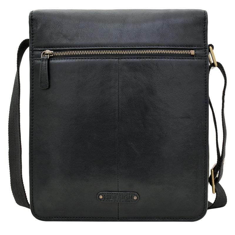 Hidesign Mens Leather Messenger Bag Black