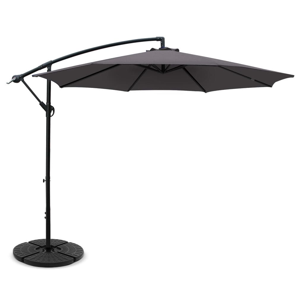 Instahut - 3M Cantilever Umbrella with 48x48cm Base - Charcoal