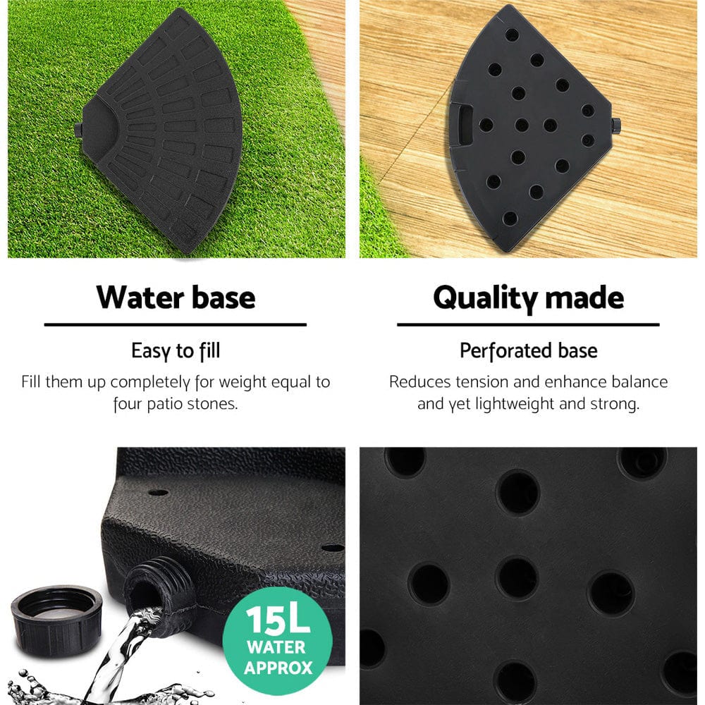 Instahut - 3M Cantilever Umbrella with 48x48cm Base - Charcoal