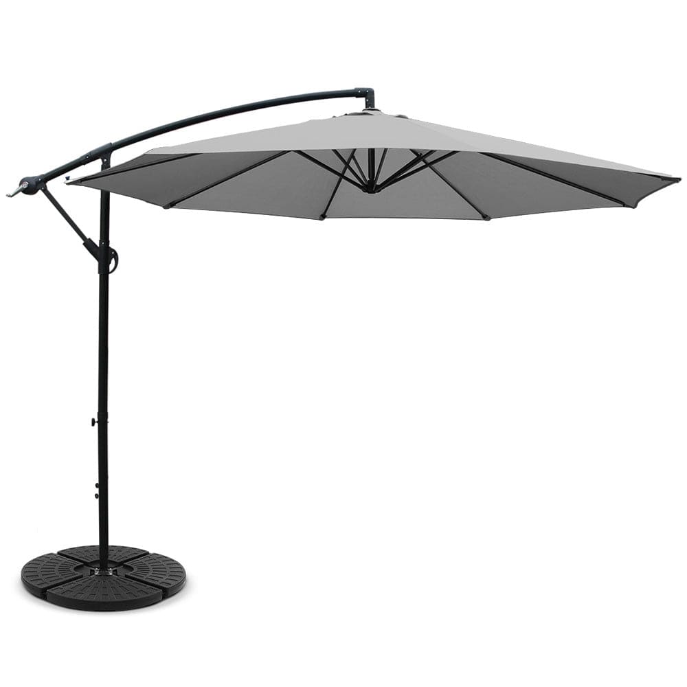 Instahut - 3M Cantilvere Umbrella with 48x48cm Base - Grey