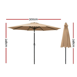 Instahut - 3m Outdoor Umbrella - Beige