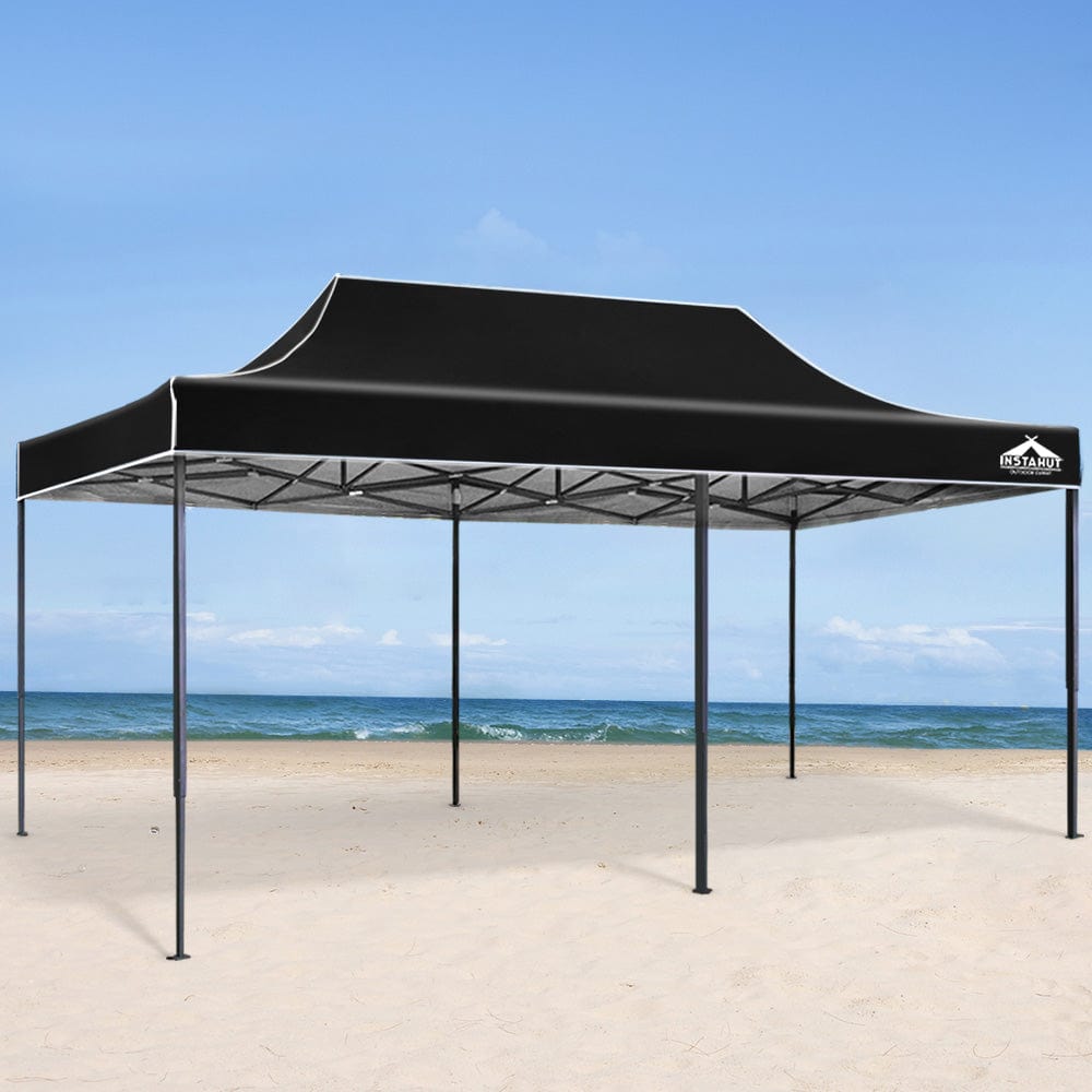 Instahut Gazebo Pop Up Marquee 3x6m Outdoor Tent Folding Wedding Gazebos Black