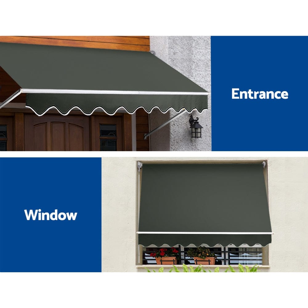 Instahut - Retractable Fixed Pivot Arm Awning 3.1m X 2.1m - Grey