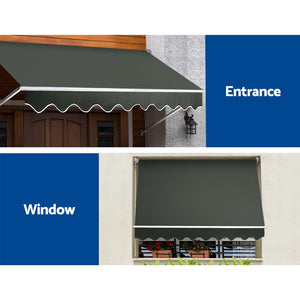 Instahut - Retractable Fixed Pivot Arm Awning 3.1m X 2.1m - Grey