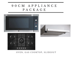 Midea 90cm Cooking Appliance Package with Black Glass Gas Cooktop