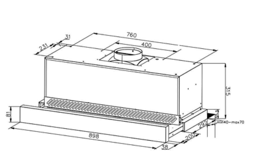 Midea 90cm Twin Motor Recirculating Slideout -  FRH904