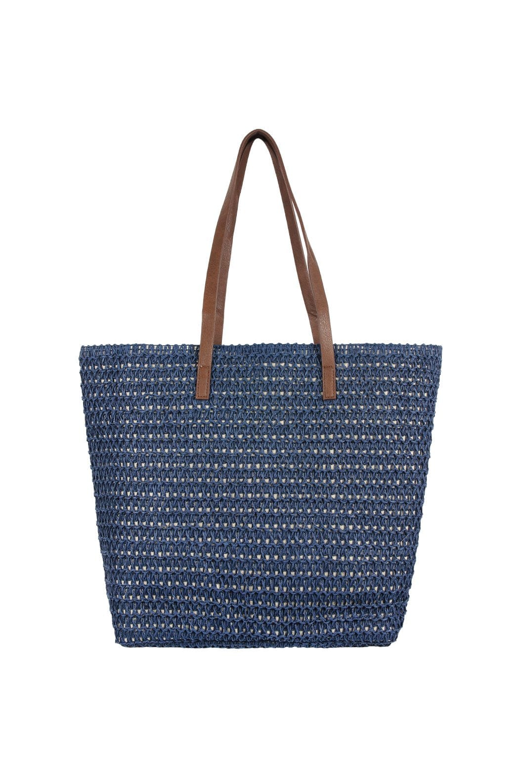 Navy Straw Tote Bag