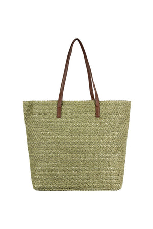 Olive Straw Tote Bag