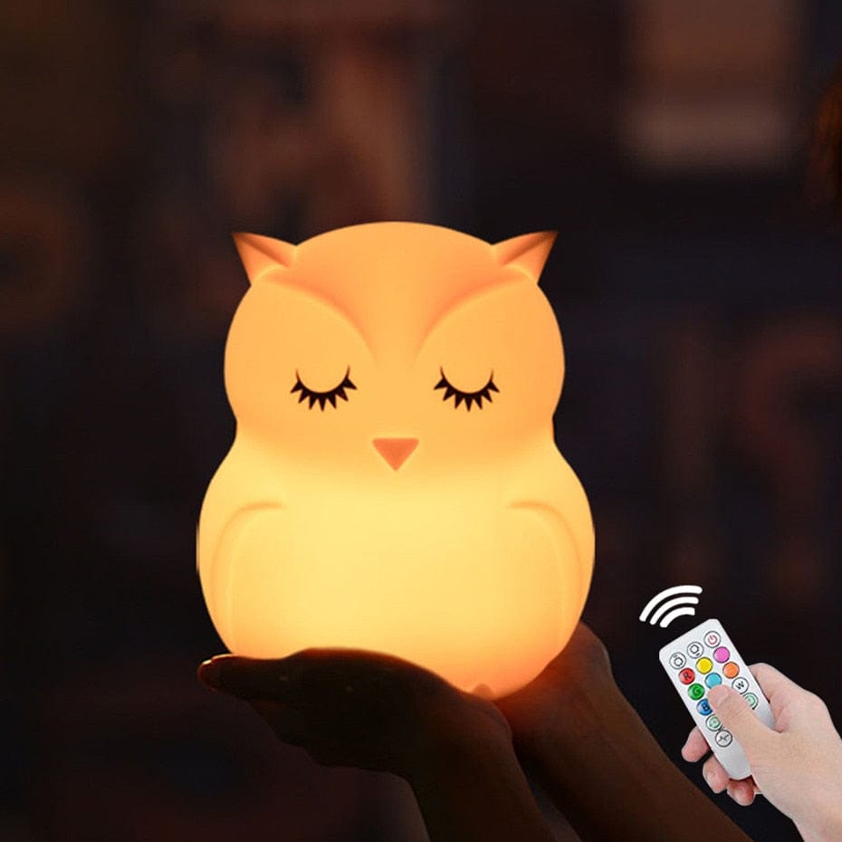 Owl Night Light Remote Control Touch Sensor Dimmable Timer Rechargeable LED Lights Bedside Night Lamp for Children Kids Baby
