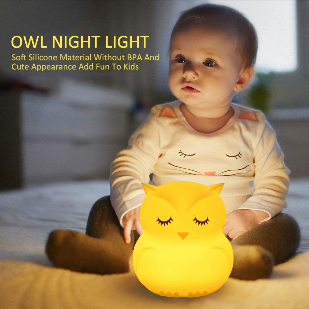 Owl Night Light Remote Control Touch Sensor Dimmable Timer Rechargeable LED Lights Bedside Night Lamp for Children Kids Baby