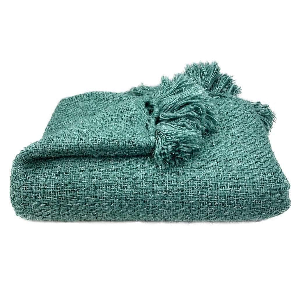 Pom-Pom Alpaca Throw - Emerald