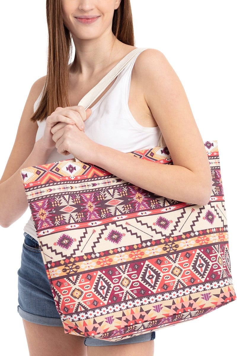 Red Bean Aztec Pattern Tote Bag