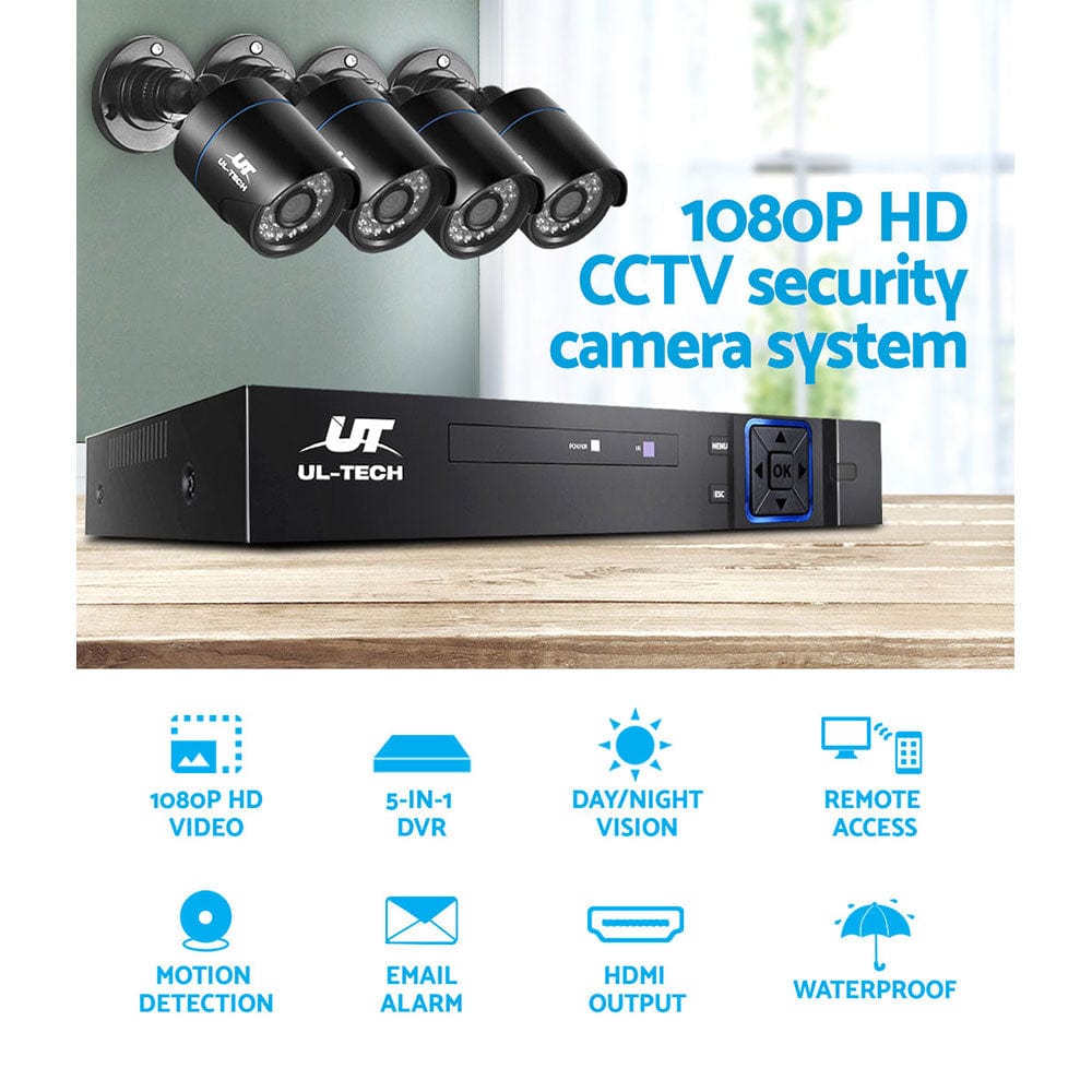 UL Tech 1080P 4 Channel HDMI CCTV Security Camera with 1TB Hard Drive